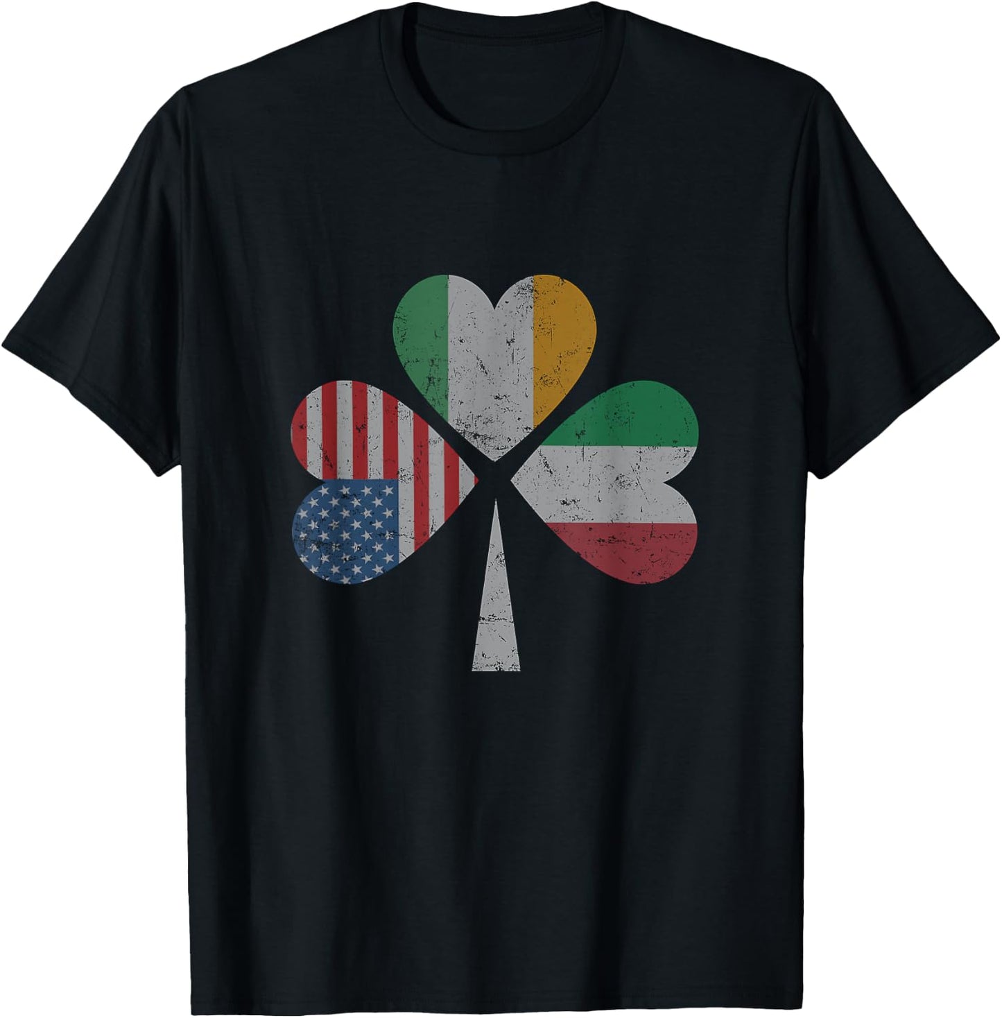 Irish Italian American Flag Ireland Italy USA Patrick's Day Women Kids Men T-Shirt - T-Shirt | Black