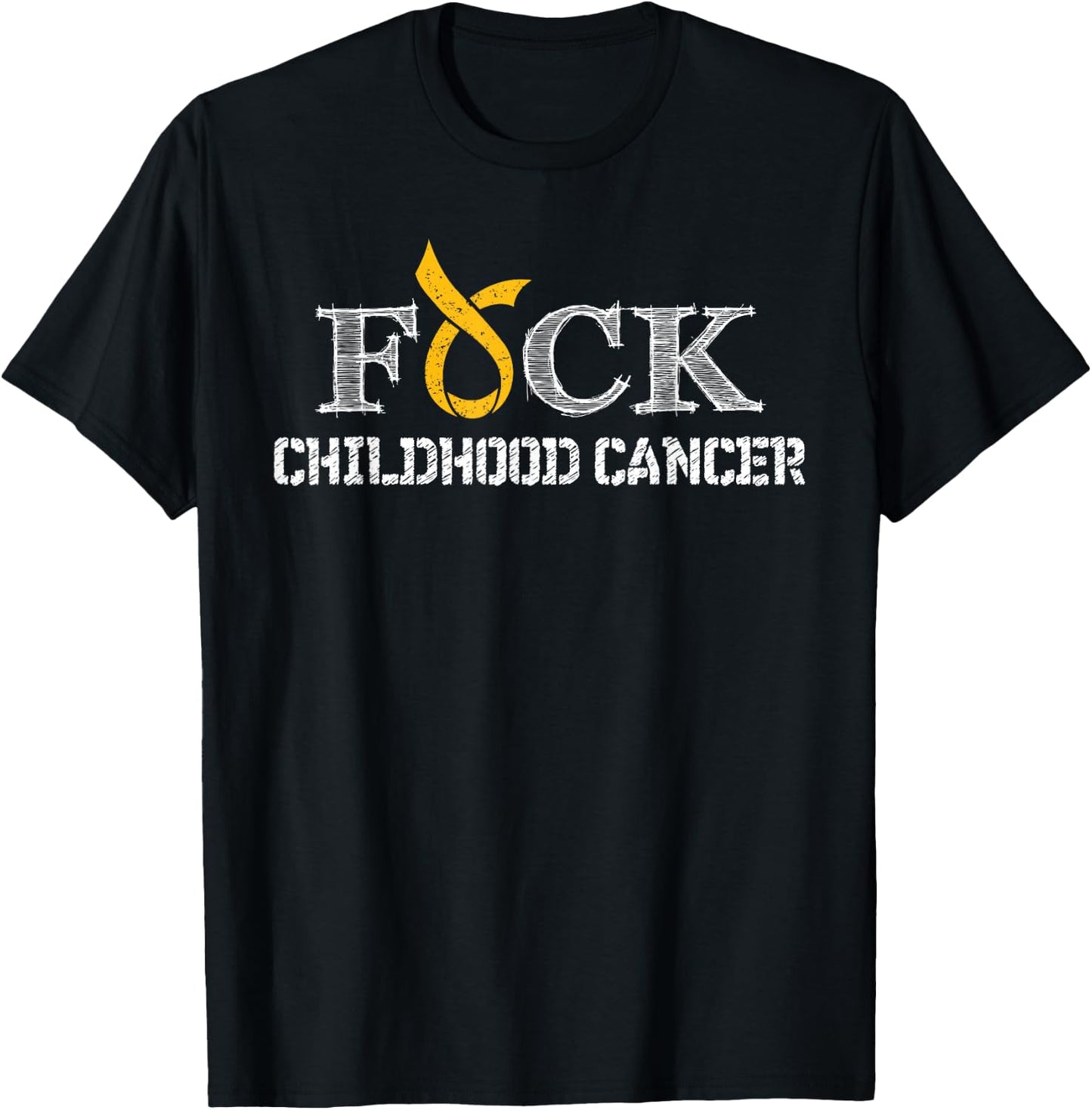 F+ck- Childhood Cancer Awareness Supporter Ribbon T-Shirt - T-Shirt | Black