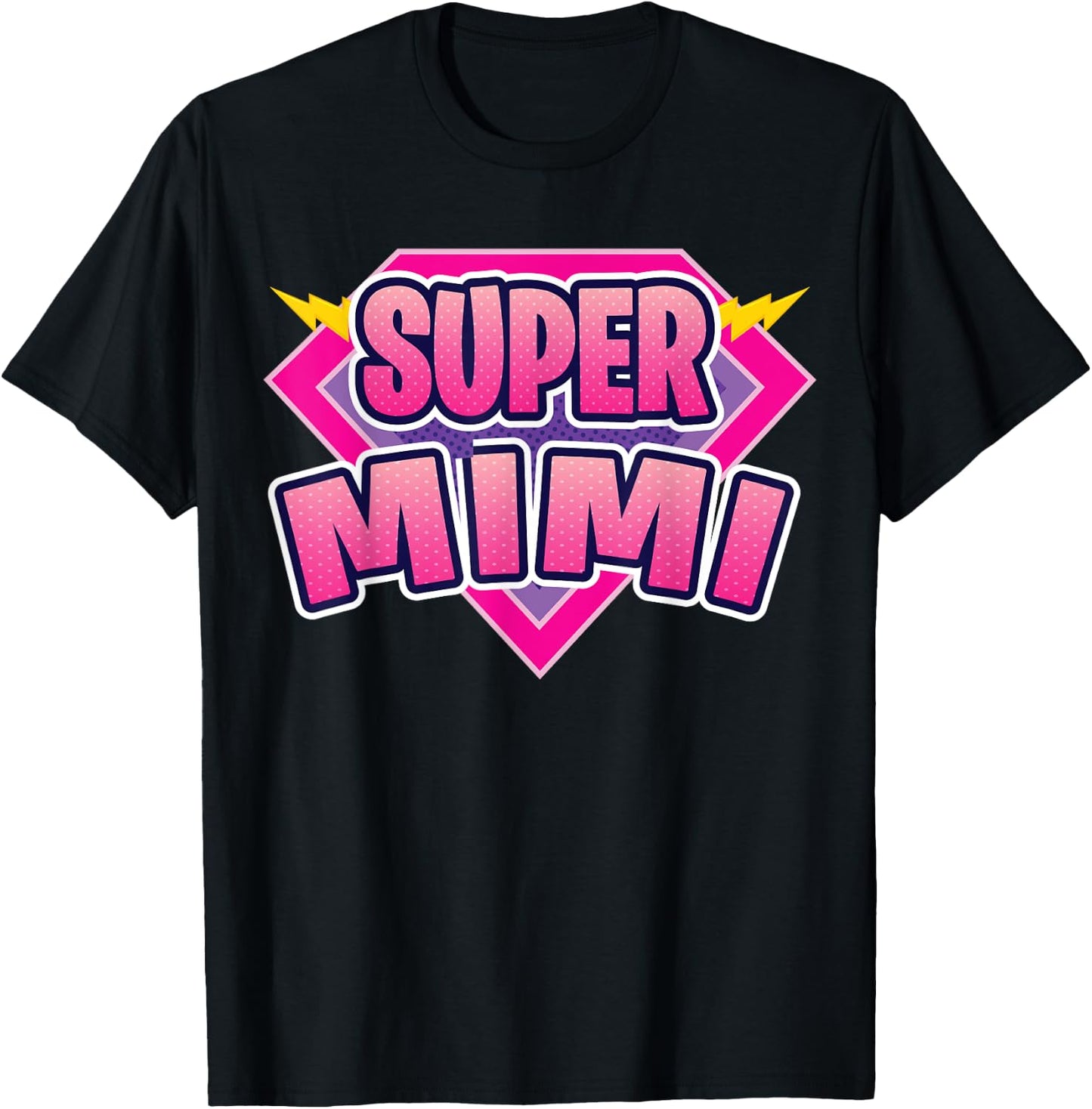Super Mimi Superhero Grandmother Comic Book Funny Matching T-Shirt - T-Shirt | Black