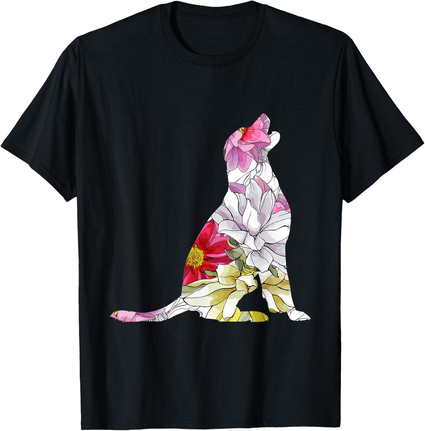 Floral Labrador - Botanical Flowers Dog Owner Pet Breeder T-Shirt - T-Shirt | Black