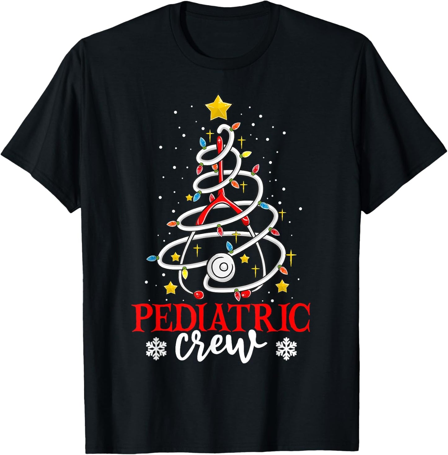 Xmas Nursing Shirt , Christmas Nurse Pediatric Crew T-Shirt - T-Shirt | Black