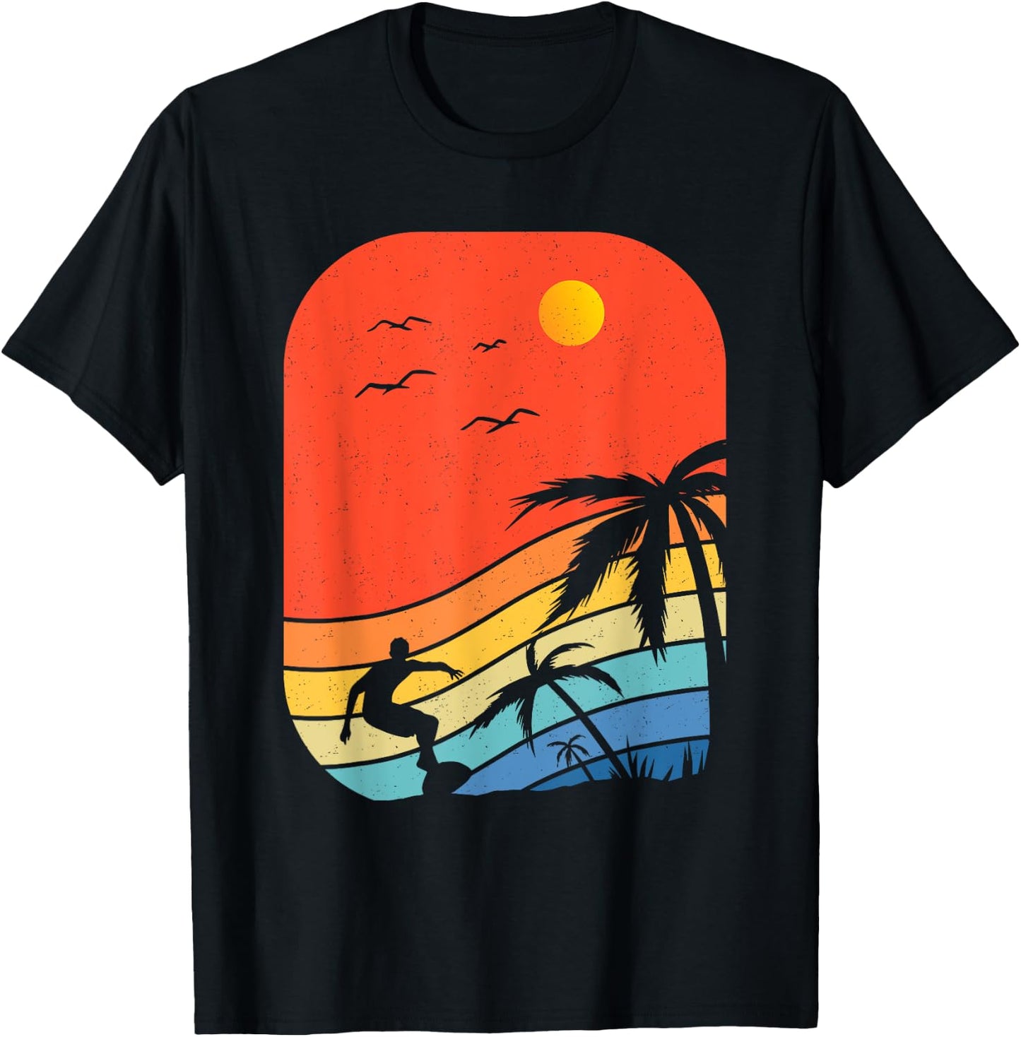 Vintage Surfer Retro Surfing Beach Surf Hawaiian Women Girls Kids T-Shirt - T-Shirt | Black