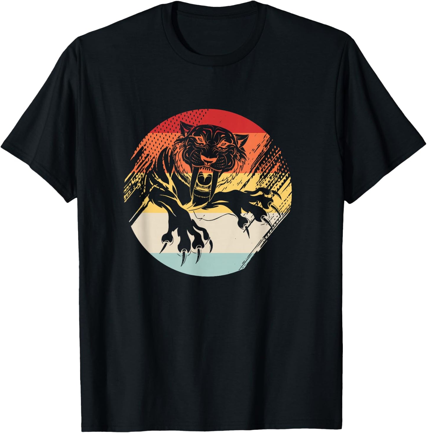 Vintage Sabertooth Tiger T-Shirt - T-Shirt | Black
