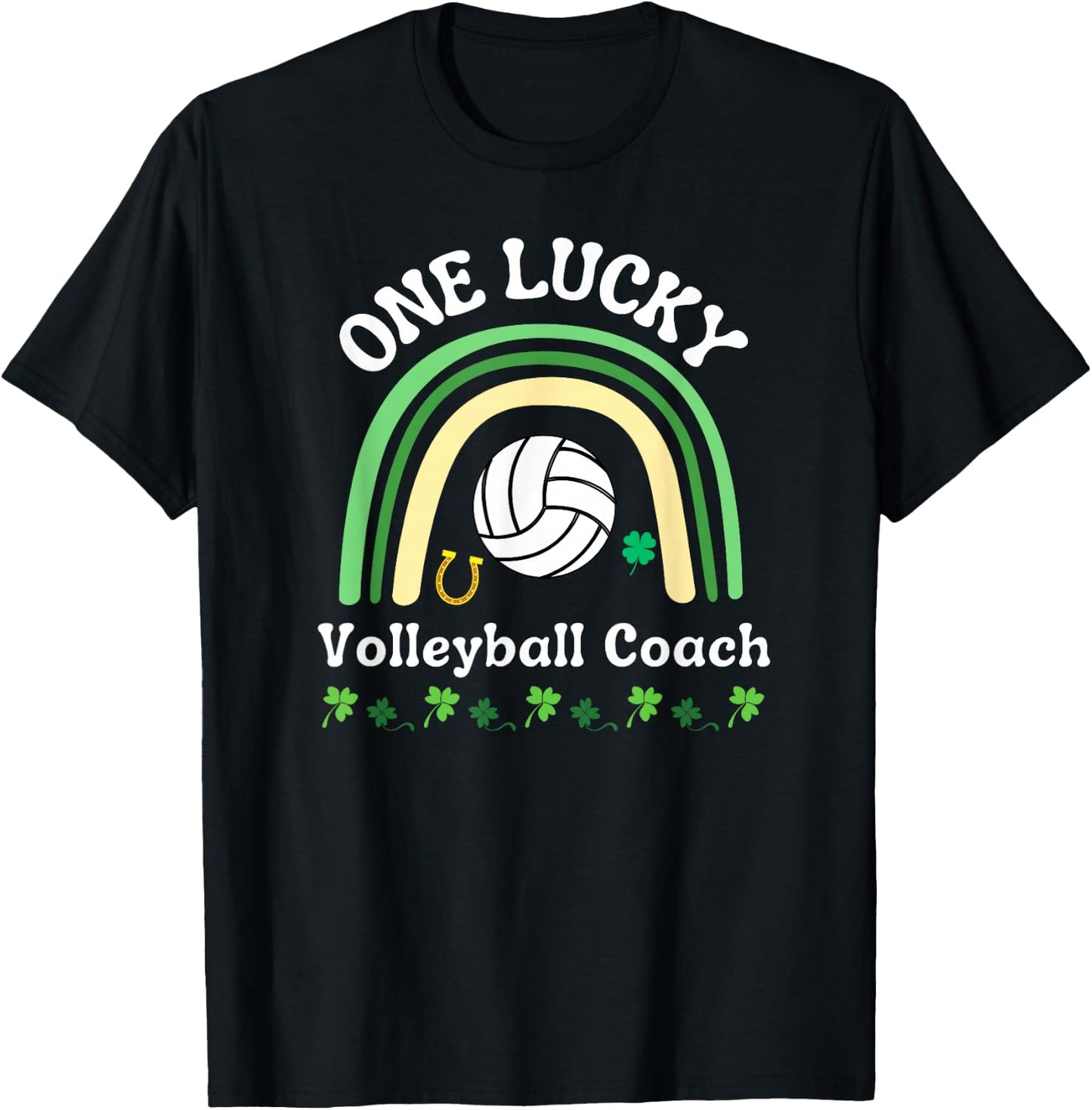 Volleyball Coach Sports St Patrick's Day Irish Shamrock T-Shirt - T-Shirt | Black