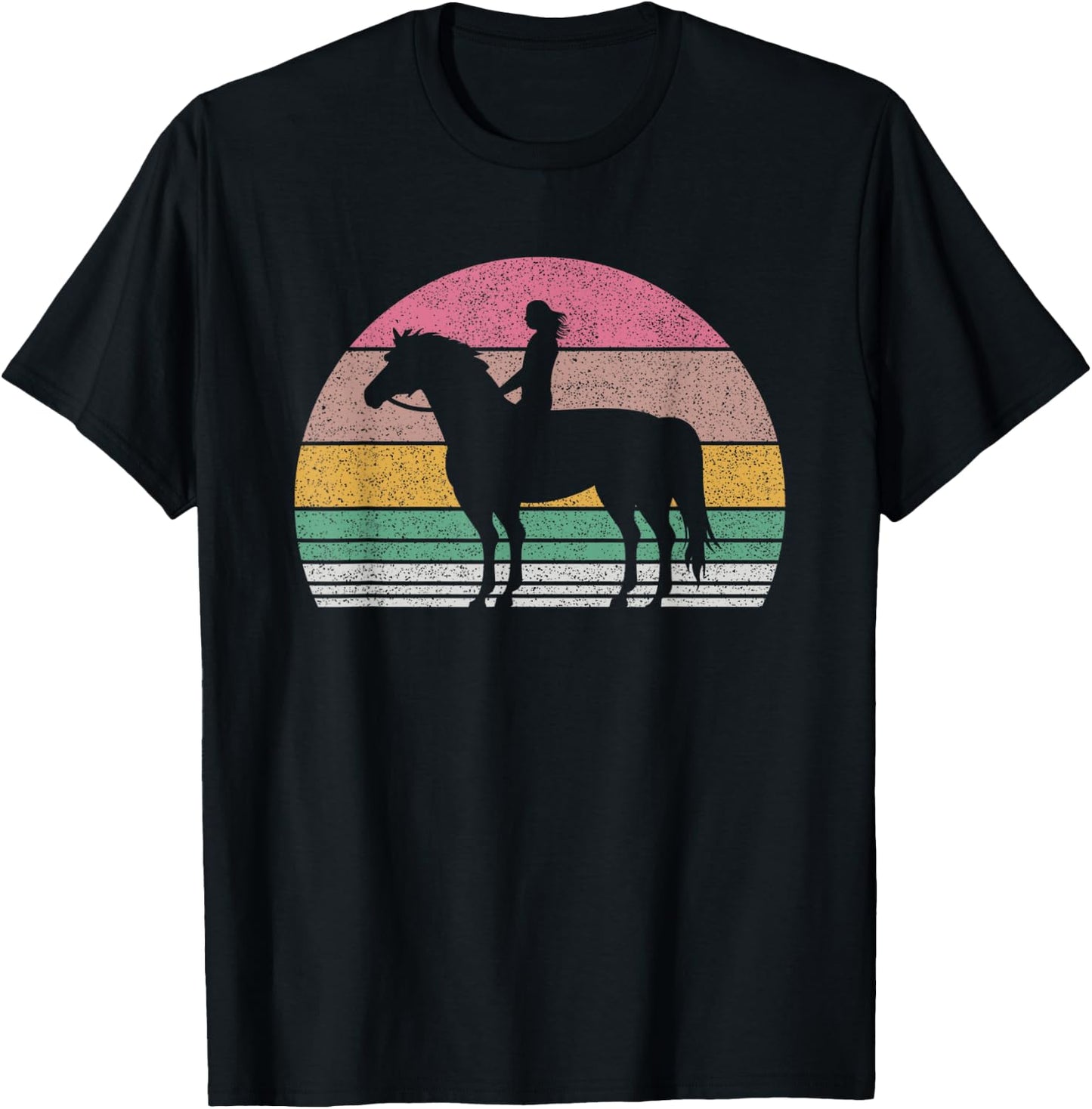 Vintage Retro Girl Horse Riding Cowgirl Texas Ranch Gift T-Shirt - T-Shirt | Black