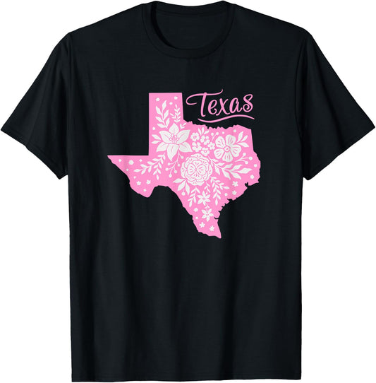 TEXAS Flower Floral Home State Texan Design T-Shirt - T-Shirt | Black