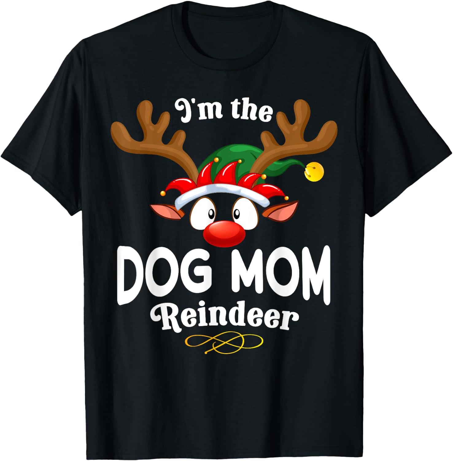 Christmas PJS Dog mom XMas Reindeer Matching Men Women T-Shirt - T-Shirt | Black