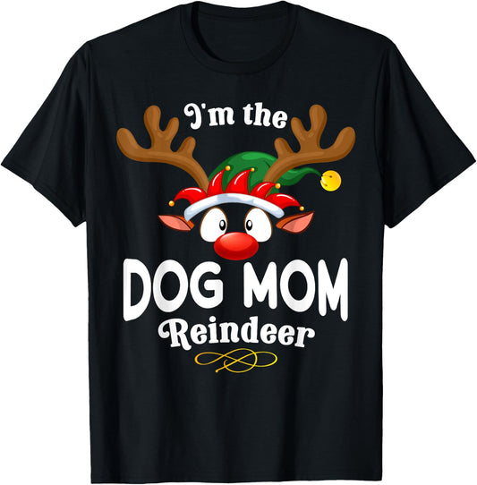 Christmas PJS Dog mom XMas Reindeer Matching Men Women T-Shirt - T-Shirt | Black