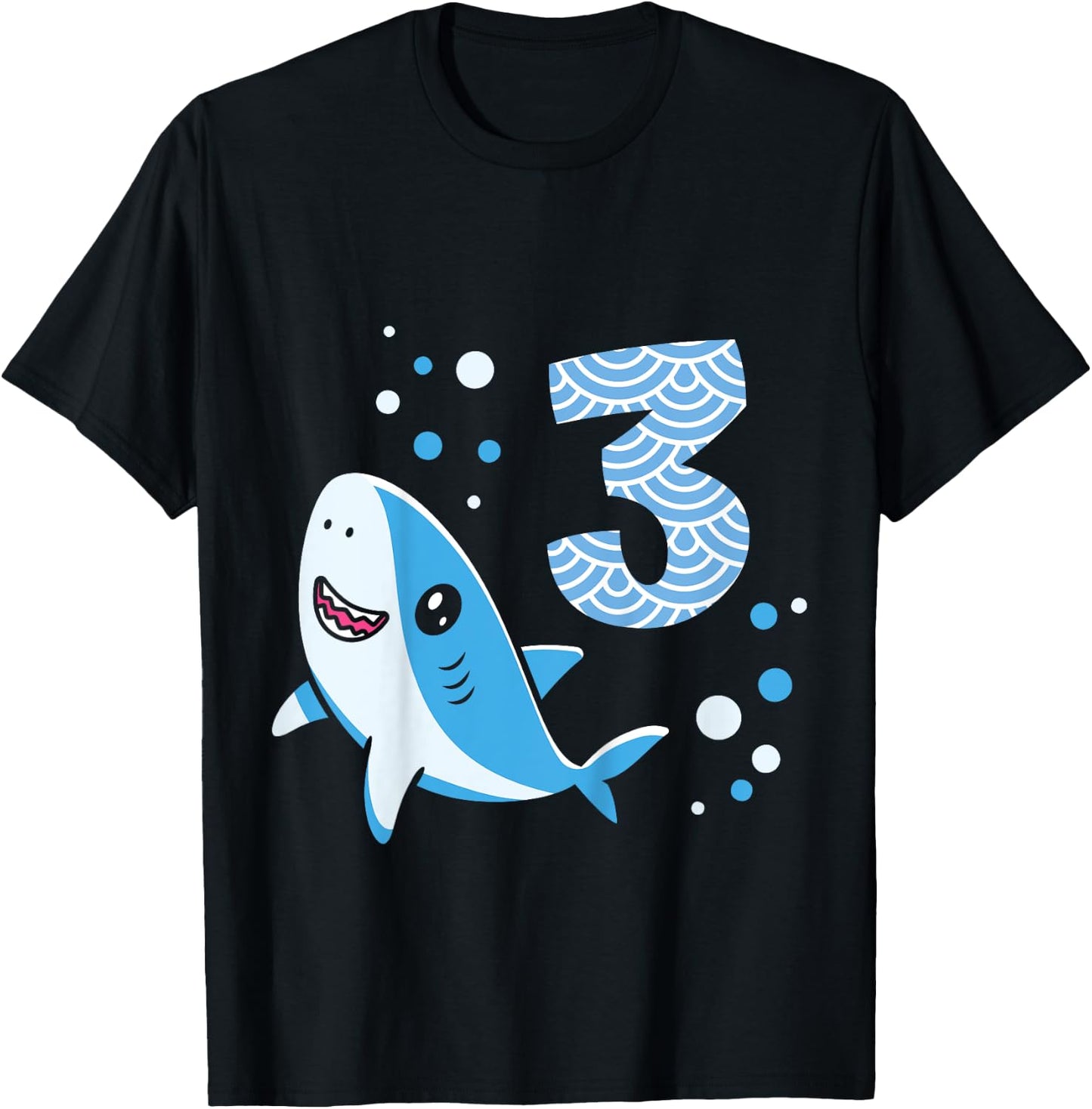 Kids 3rd Birthday Boys Shark 3 years Old Ocean Shark B-day T-Shirt - T-Shirt | Black