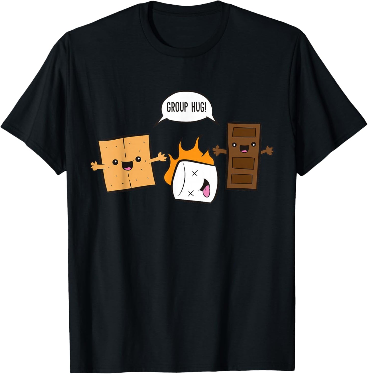 Group Hug Camping Campfire Chocolate Marshmallow S'Mores T-Shirt - T-Shirt | Black