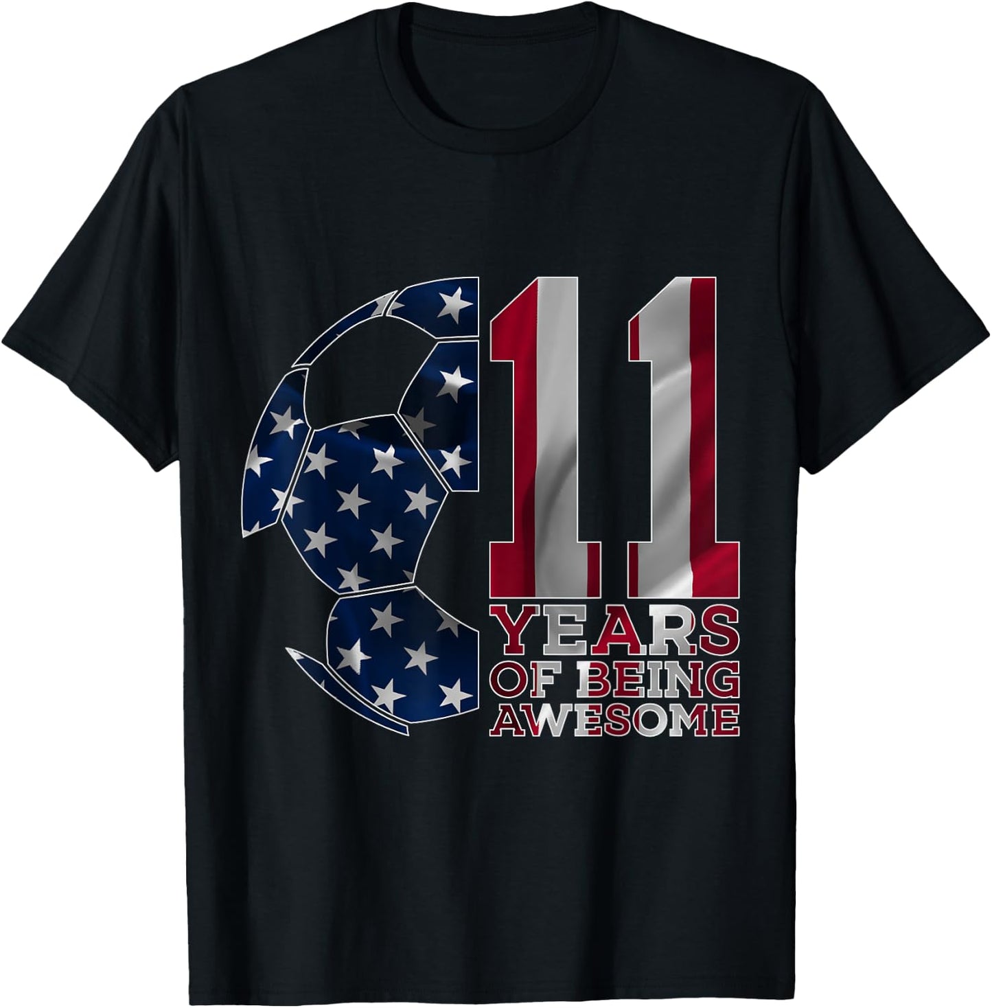 11 Years of Being Awesome Soccer 11th Birthday T-Shirt - T-Shirt | Black
