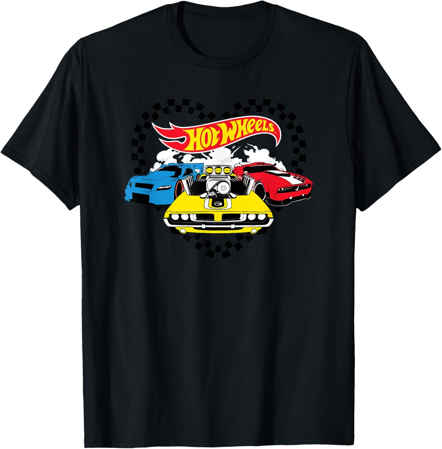 Hot Wheels - Race Flag Heart T-Shirt - T-Shirt | Black