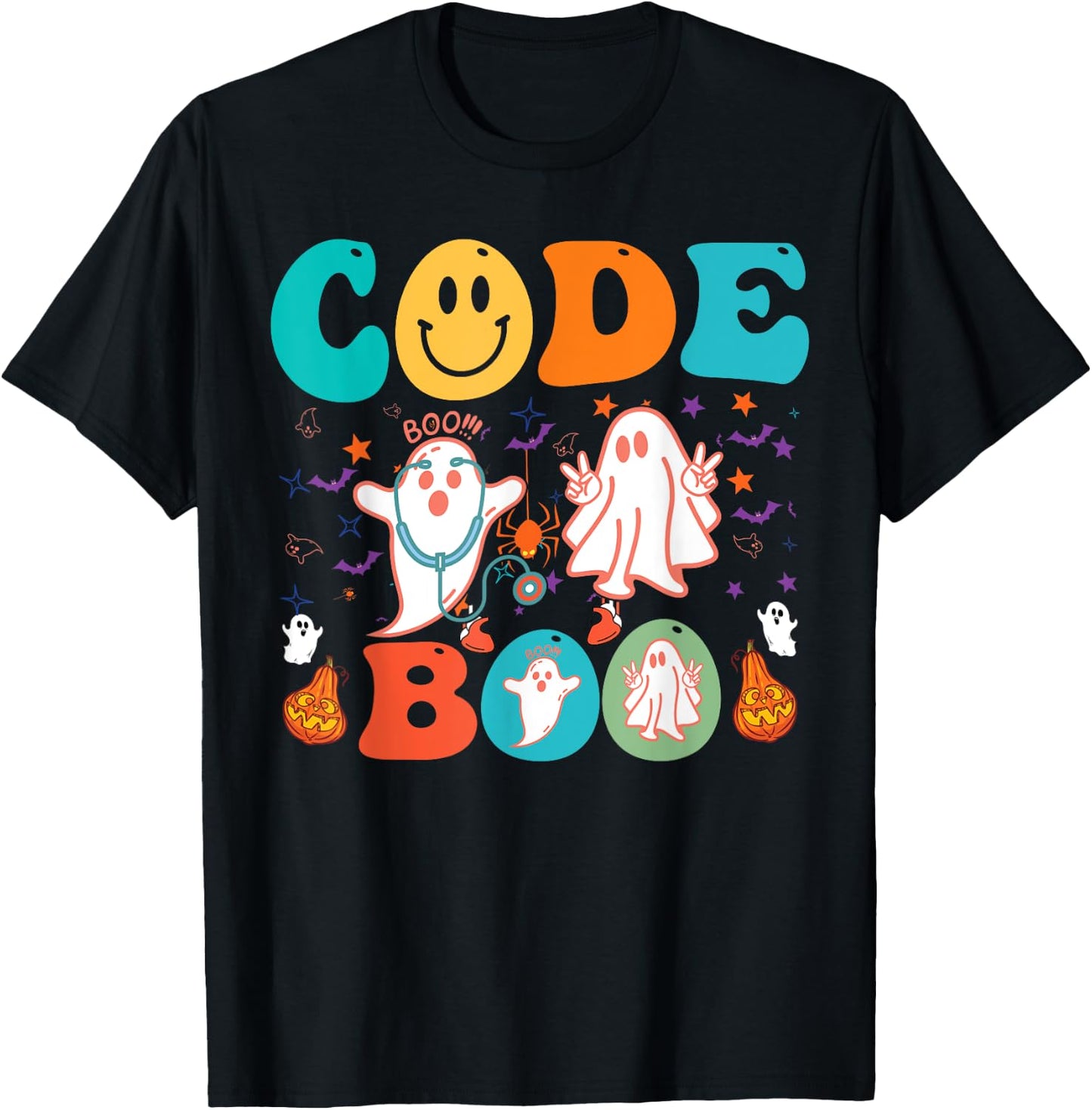 Code Boo Spooky Respiratory Respiratory Therapist Halloween T-Shirt - T-Shirt | Black
