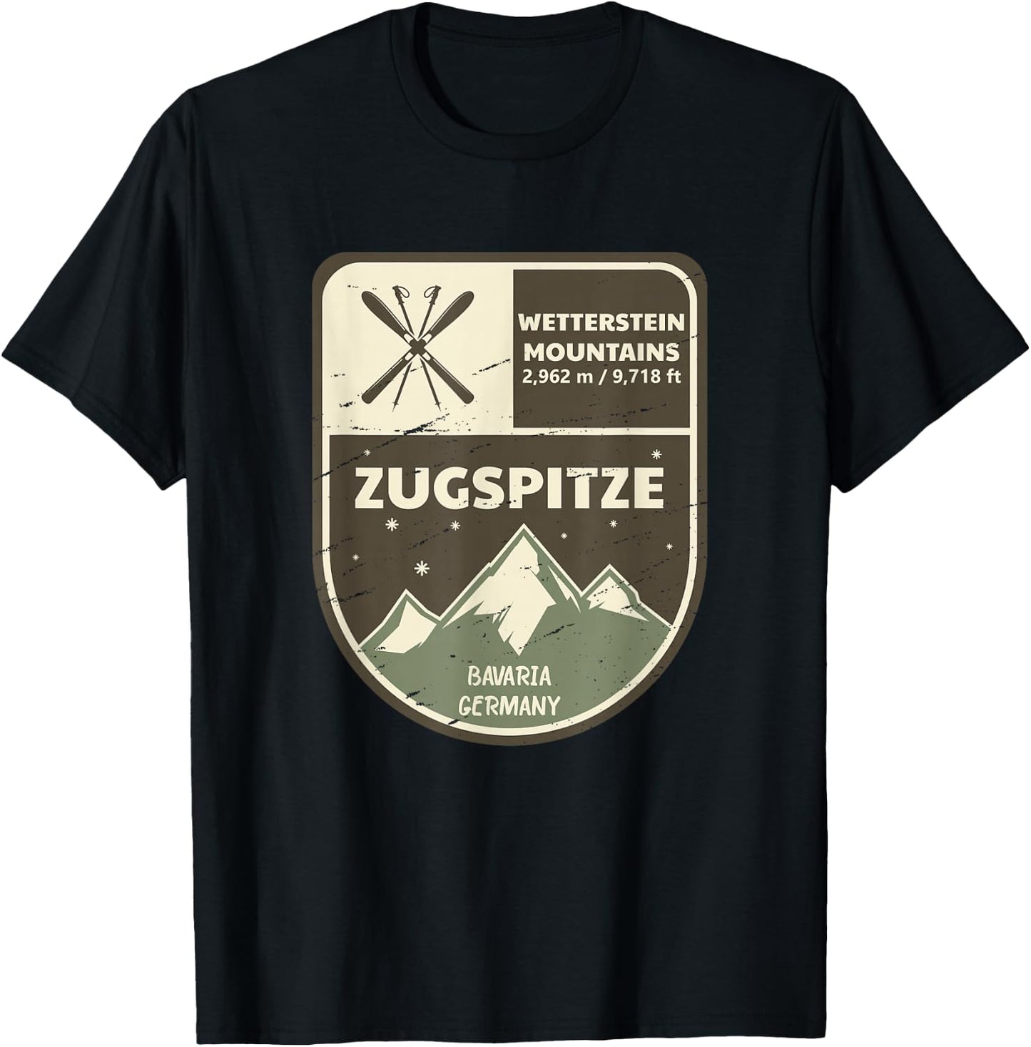 Zugspitze Wetterstein Mountains Bavaria Germany T-Shirt - T-Shirt | Black