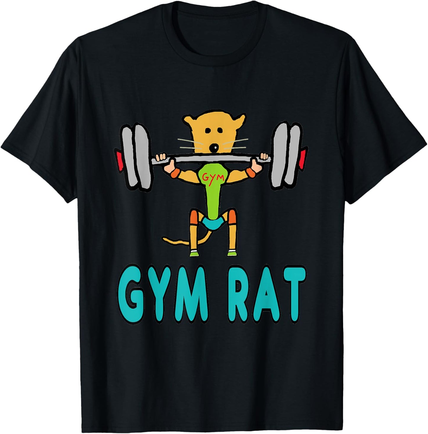 Mark Ewbie Designs Gym Rat - Black, , Short Sleeve, Classic Fit, Cotton Blend, Small T-Shirt - T-Shirt | Black