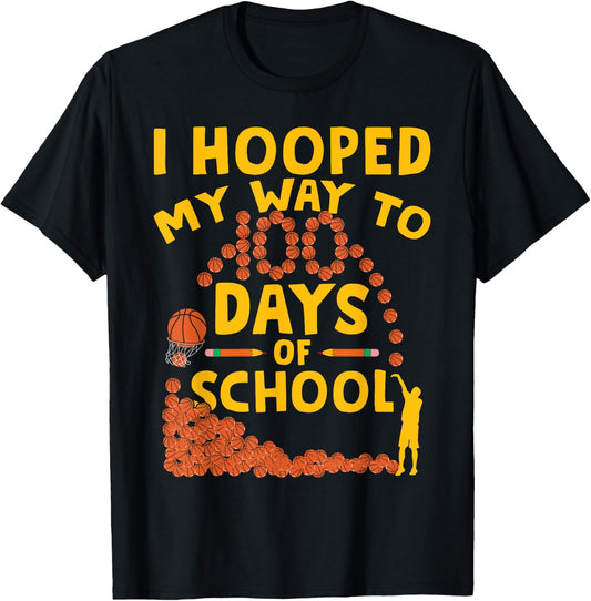 Funny 100 Days Of School 100th Day Of School Basketball T-Shirt - T-Shirt | Black