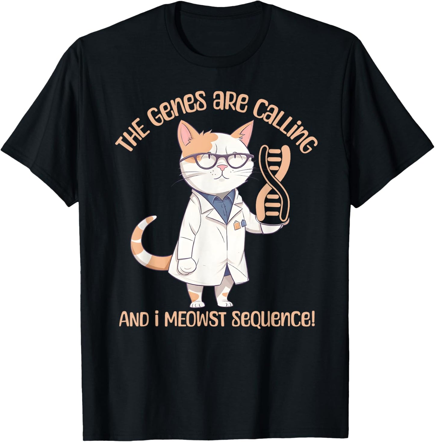 Funny Molecular Biology Cat Gene Sequencing DNA Biologist Men Women T-Shirt - T-Shirt | Black