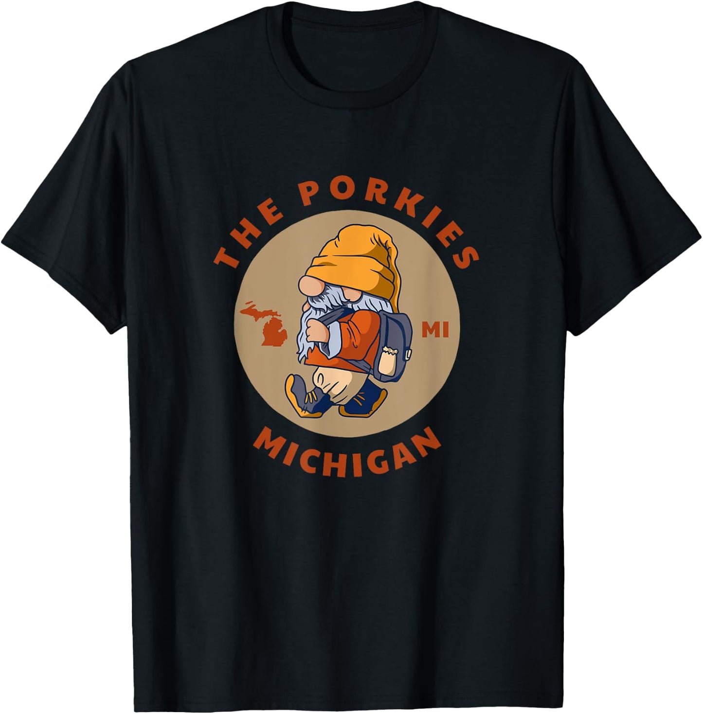 Porcupine Mountains Wilderness State Park Michigan Gnome MI T-Shirt - T-Shirt | Black