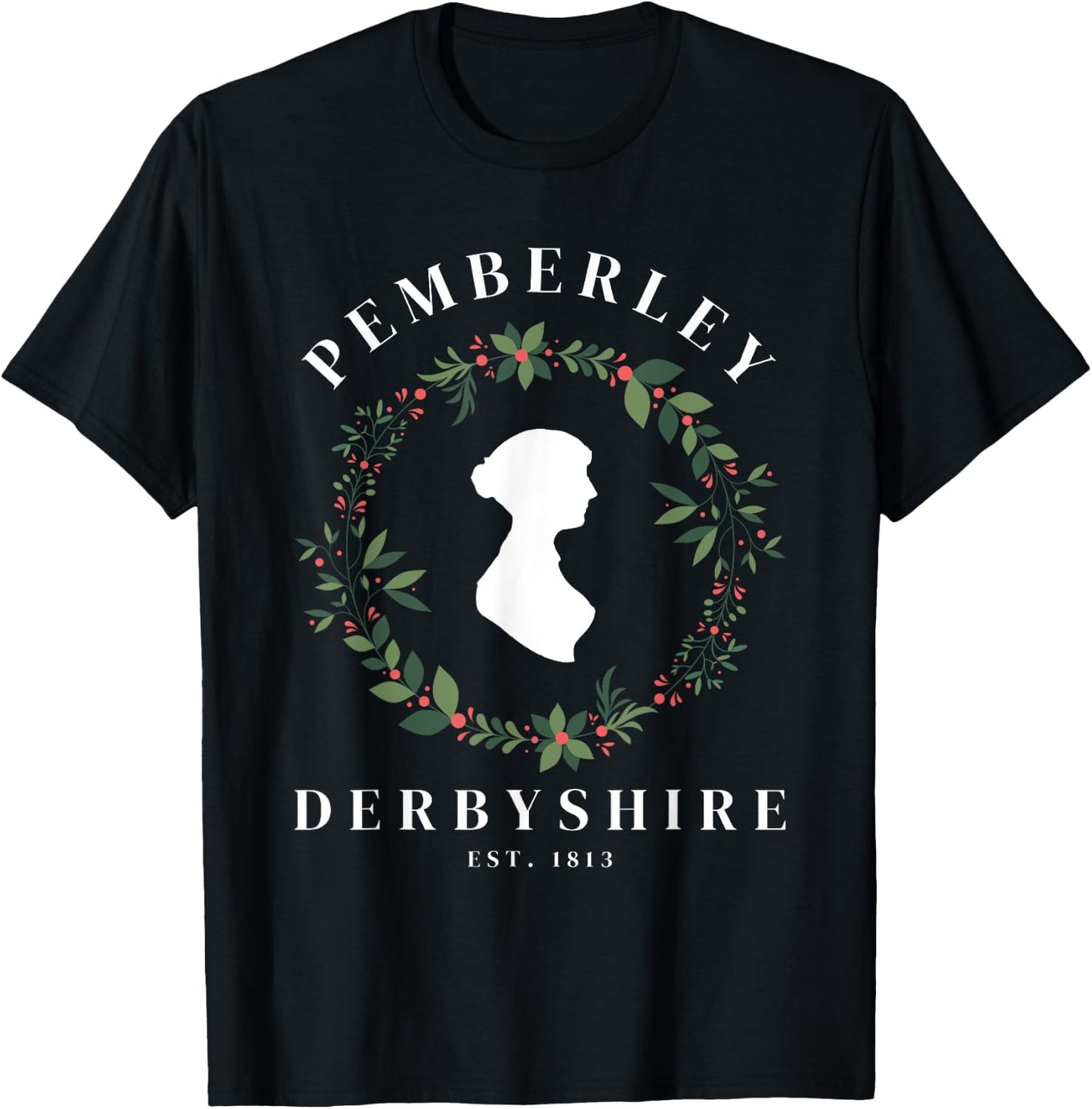 Pemberley Derbyshire 1813 Pride and Prejudice Jane Austen T-Shirt - T-Shirt | Black