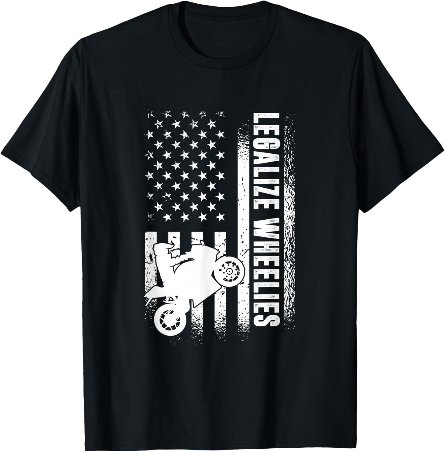 Legalize Wheelies, American Motorbike Rider T-Shirt - T-Shirt | Black