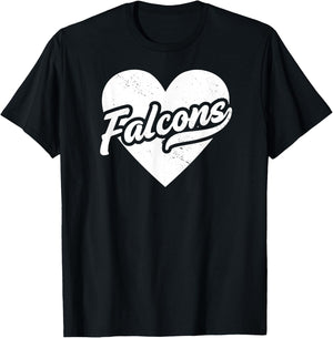 Vintage Falcons School Spirit Go Falcons Love T-Shirt - T-Shirt | Black