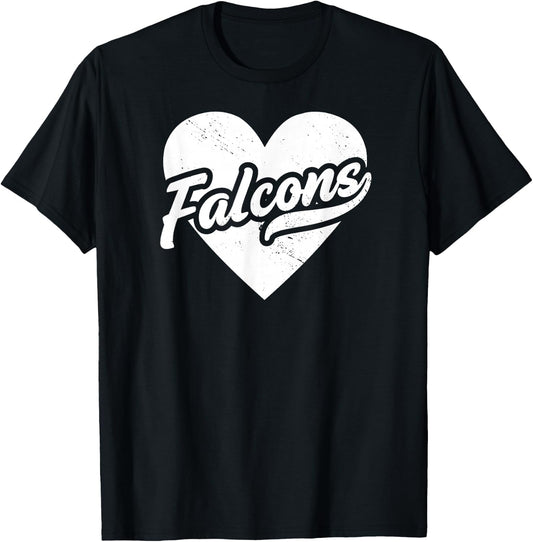 Vintage Falcons School Spirit Go Falcons Love T-Shirt - T-Shirt | Black