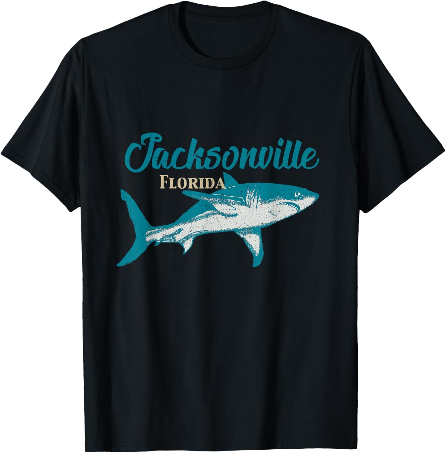 Vintage Distressed Jacksonville Florida Shark FL Souvenir T-Shirt - T-Shirt | Black