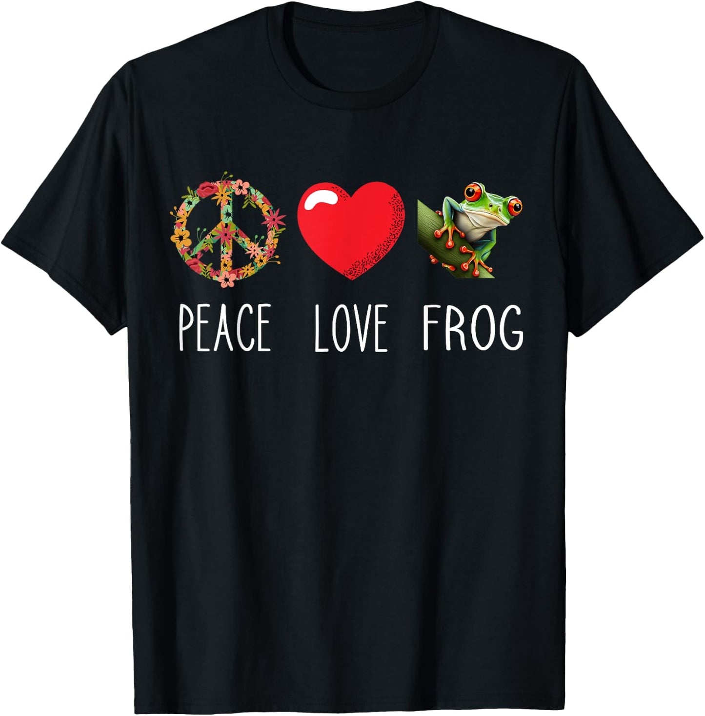 Red Eyed Tree Frog Love Frogs Peace Rainforest Amphibian T-Shirt - T-Shirt | Black
