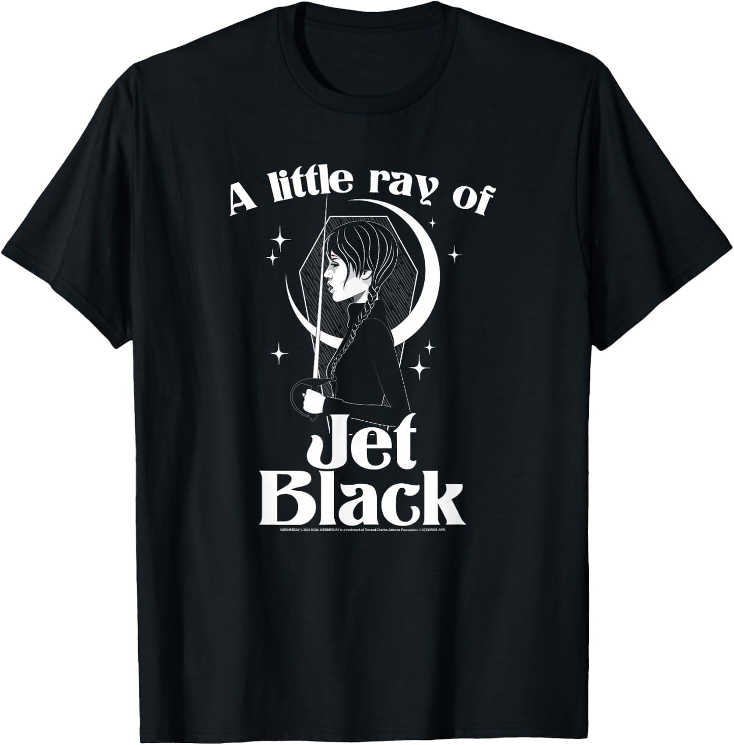 Wednesday A Little Ray Of Jet Black Celestial Silhouette T-Shirt - T-Shirt | Black
