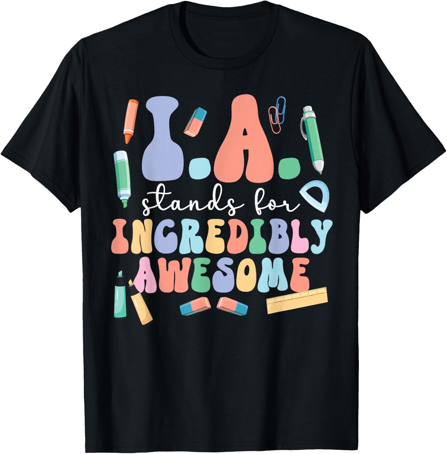 Best Instructional Assistant Groovy Instructional Assistants T-Shirt - T-Shirt | Black