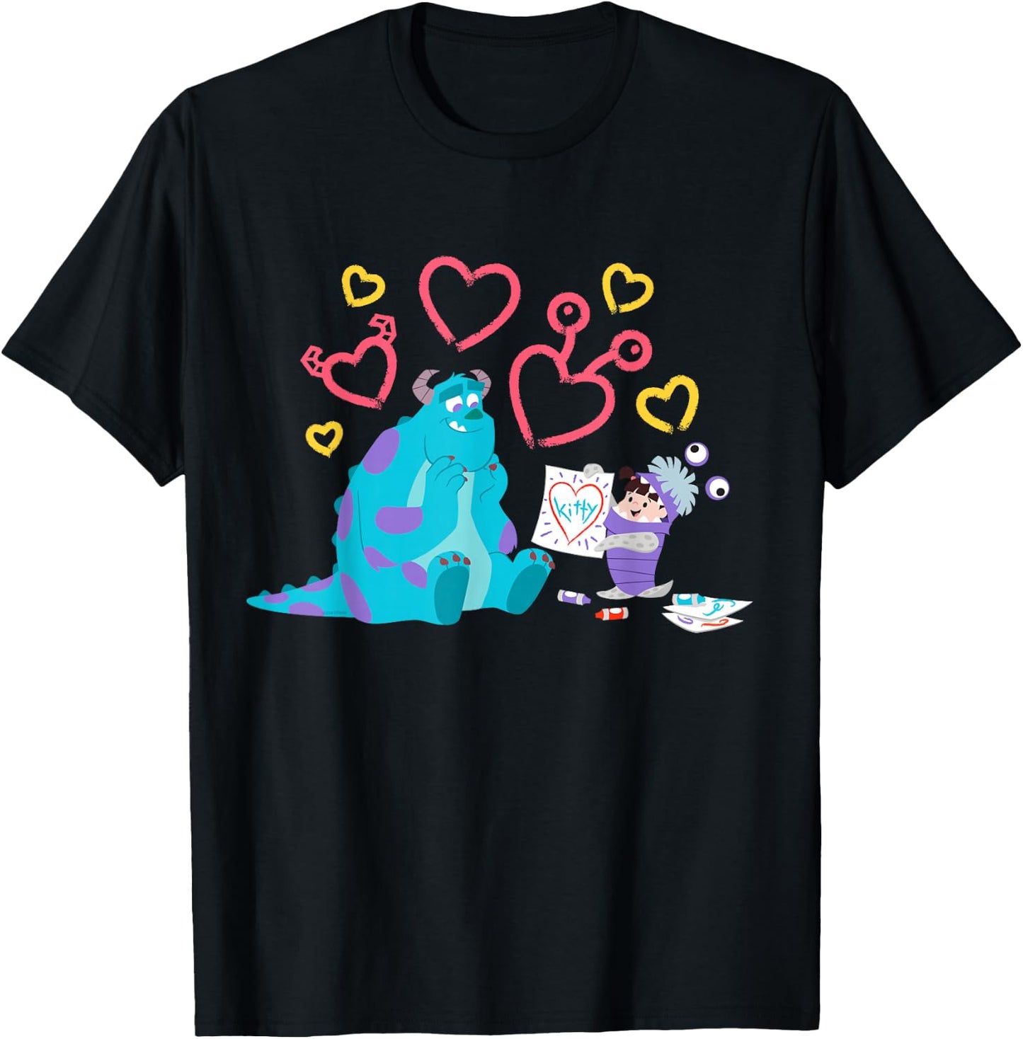 Disney and Pixar’s Monsters, Inc. Sulley Boo Kitty Hearts T-Shirt - T-Shirt | Black