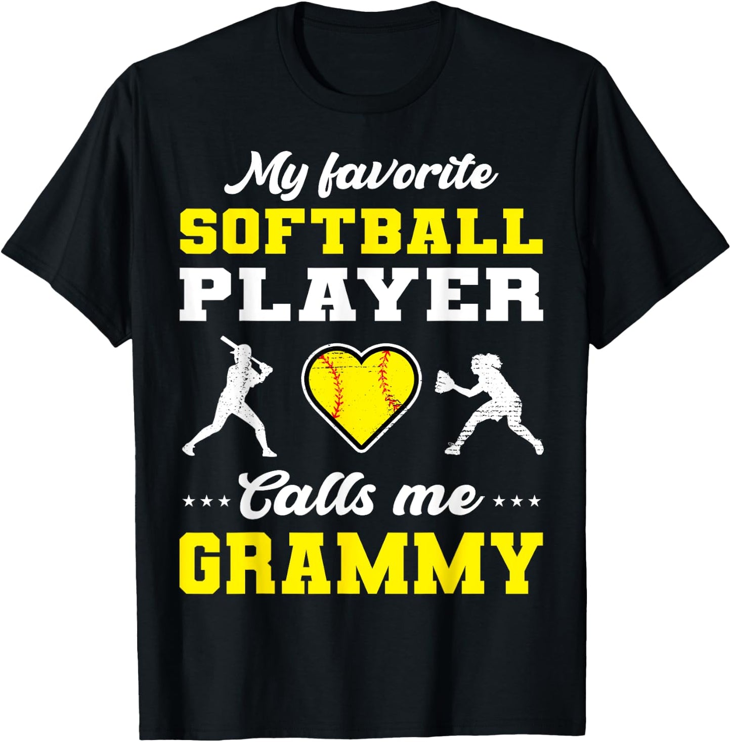 My Favorite Softball Player Calls Me Grammy Mother's Day T-Shirt - T-Shirt | Black