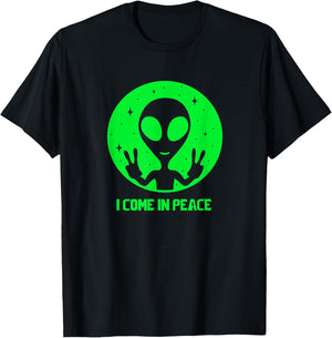 Alien Lover Gifts Men Women Kids UFO I Come In Peace Martian T-Shirt - T-Shirt | Black