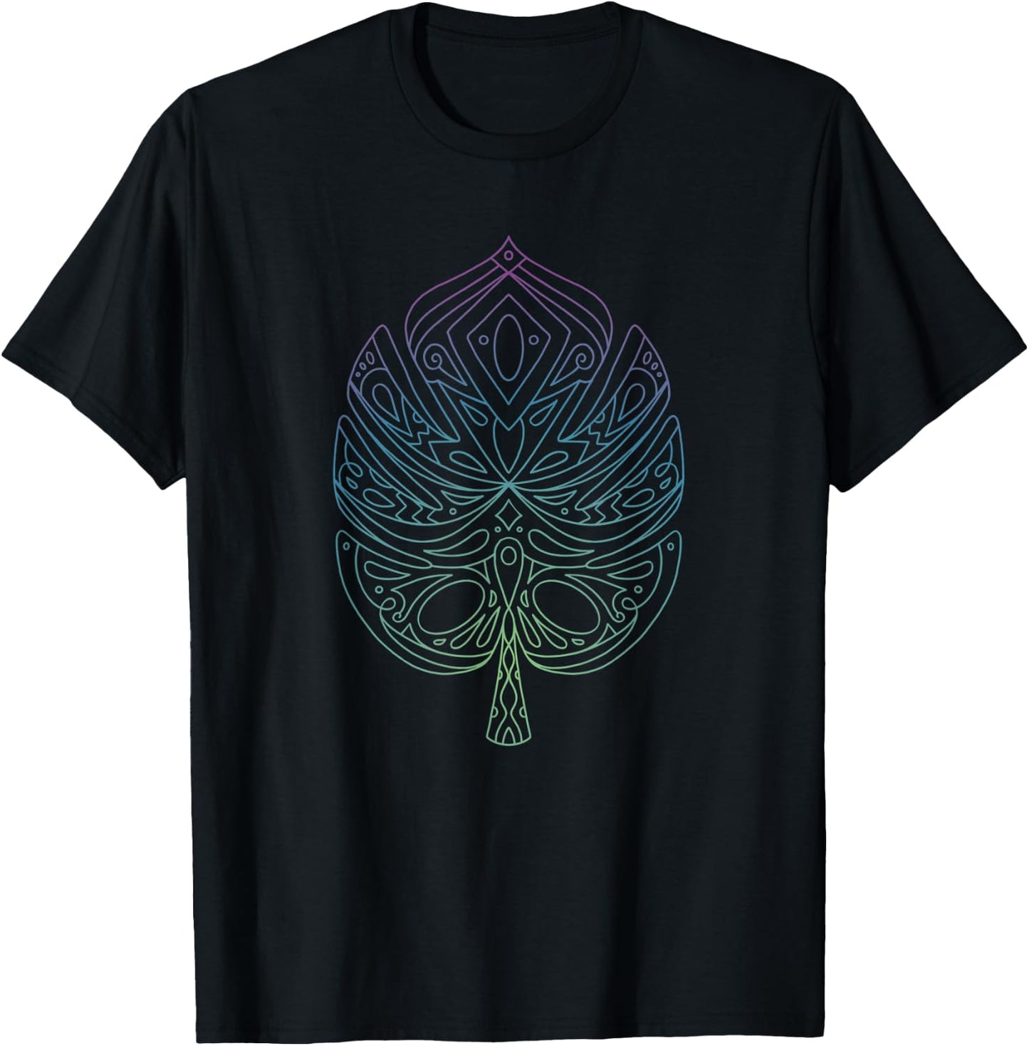Spiritual Monstera Yoga Meditation Monstera Leaf T-Shirt - T-Shirt | Black
