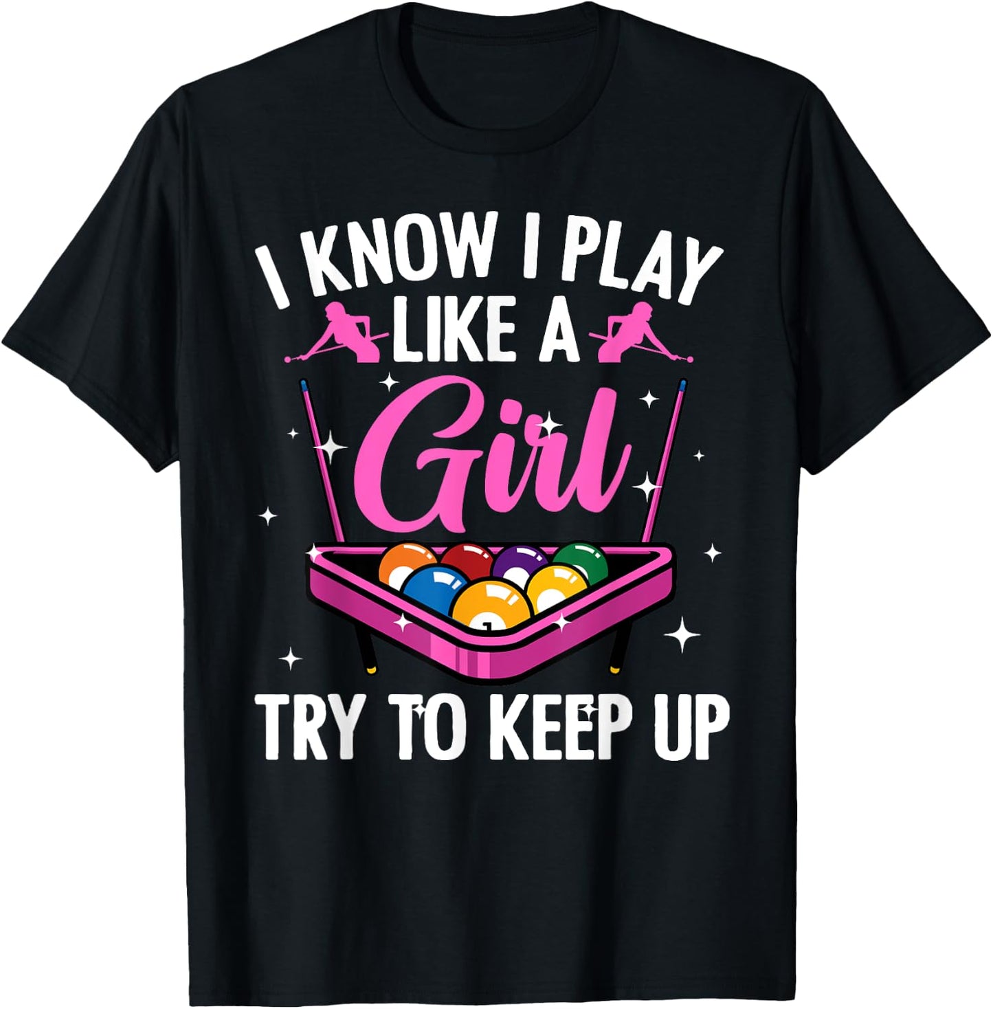 Funny Billiards Design Ladies Girls Pool Players T-Shirt - T-Shirt | Black