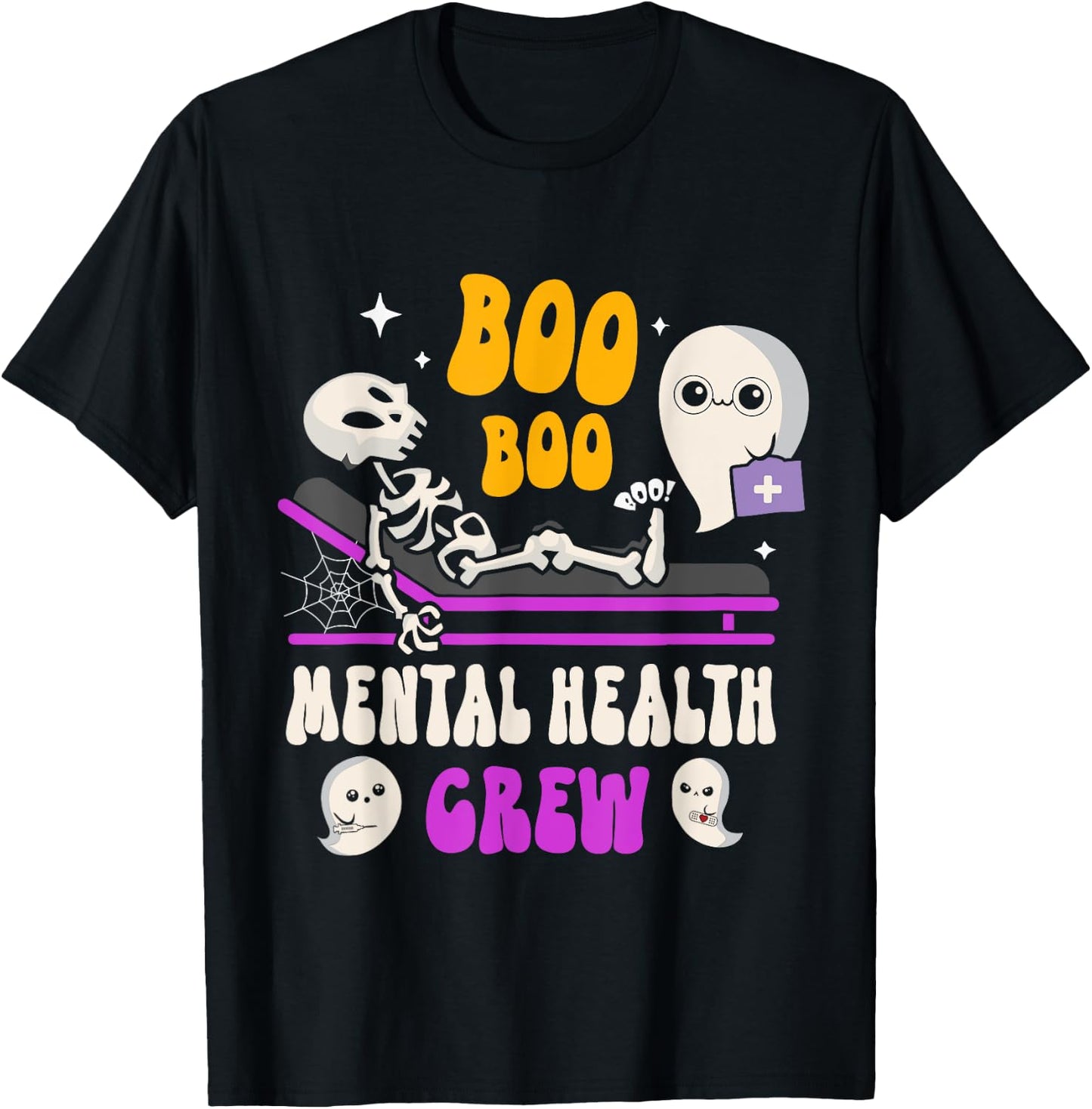 Mental Health Nurse Psych Boo Boo Crew Nursing Halloween T-Shirt - T-Shirt | Black