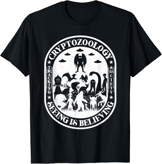 Bigfoot Nessie Mothman And Aliens Cryptid Team Cryptozoology T-Shirt - T-Shirt | Black