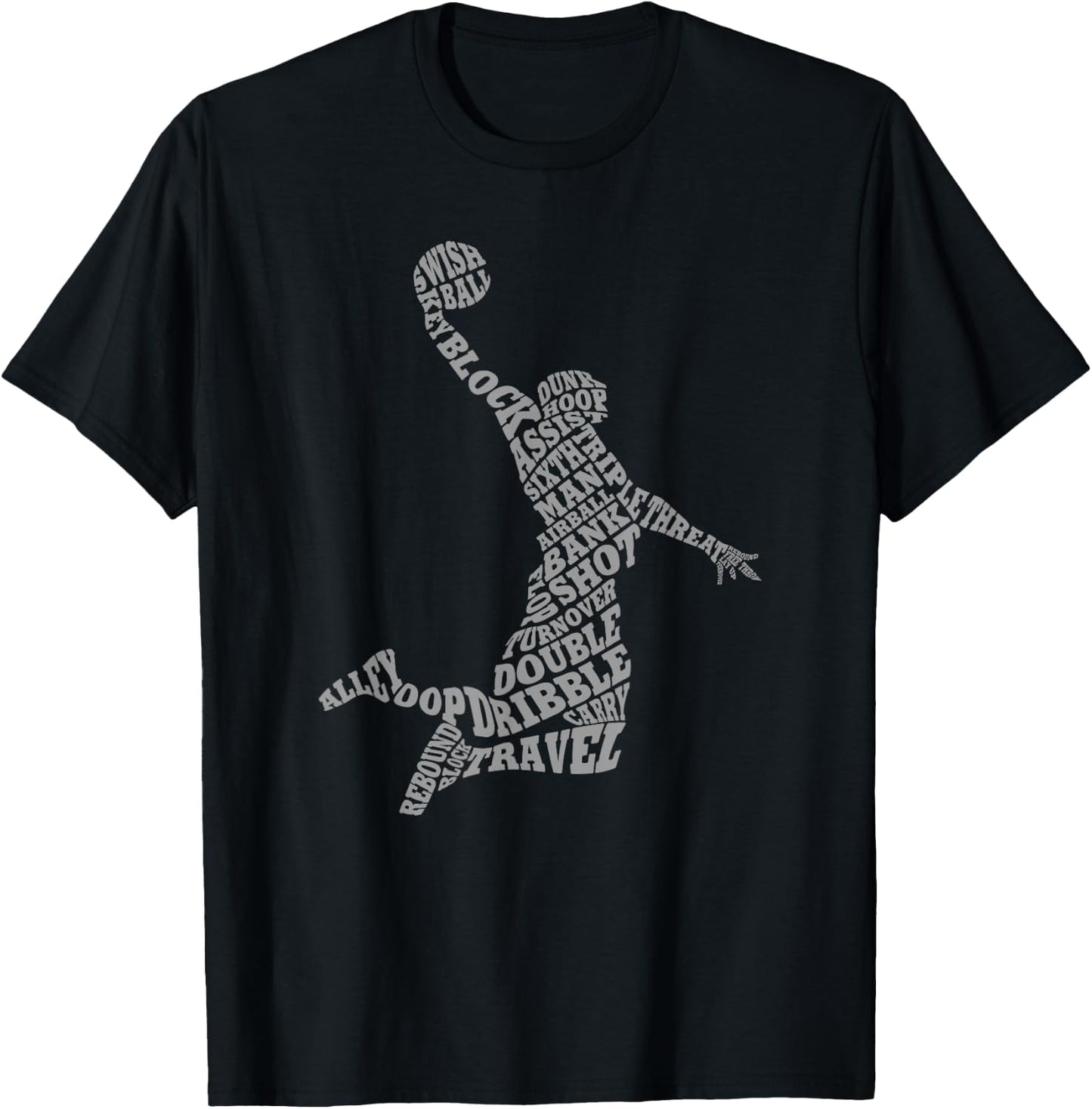 Threadrock Basketball Player Typography Word Art T-Shirt - T-Shirt | Black