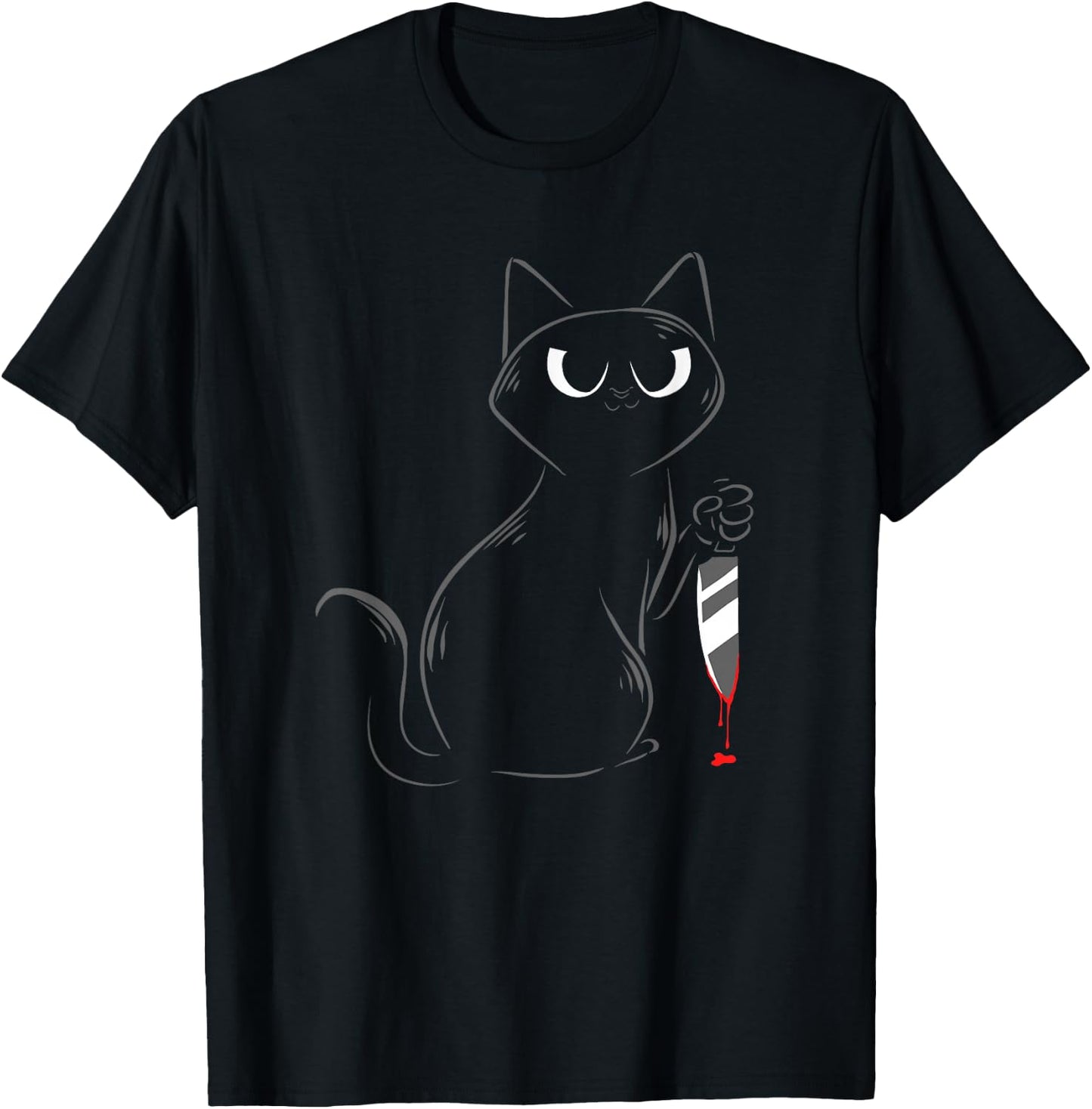Stabby Cat Creepy Murderous Kitten Lovers Keepers Owners T-Shirt - T-Shirt | Black