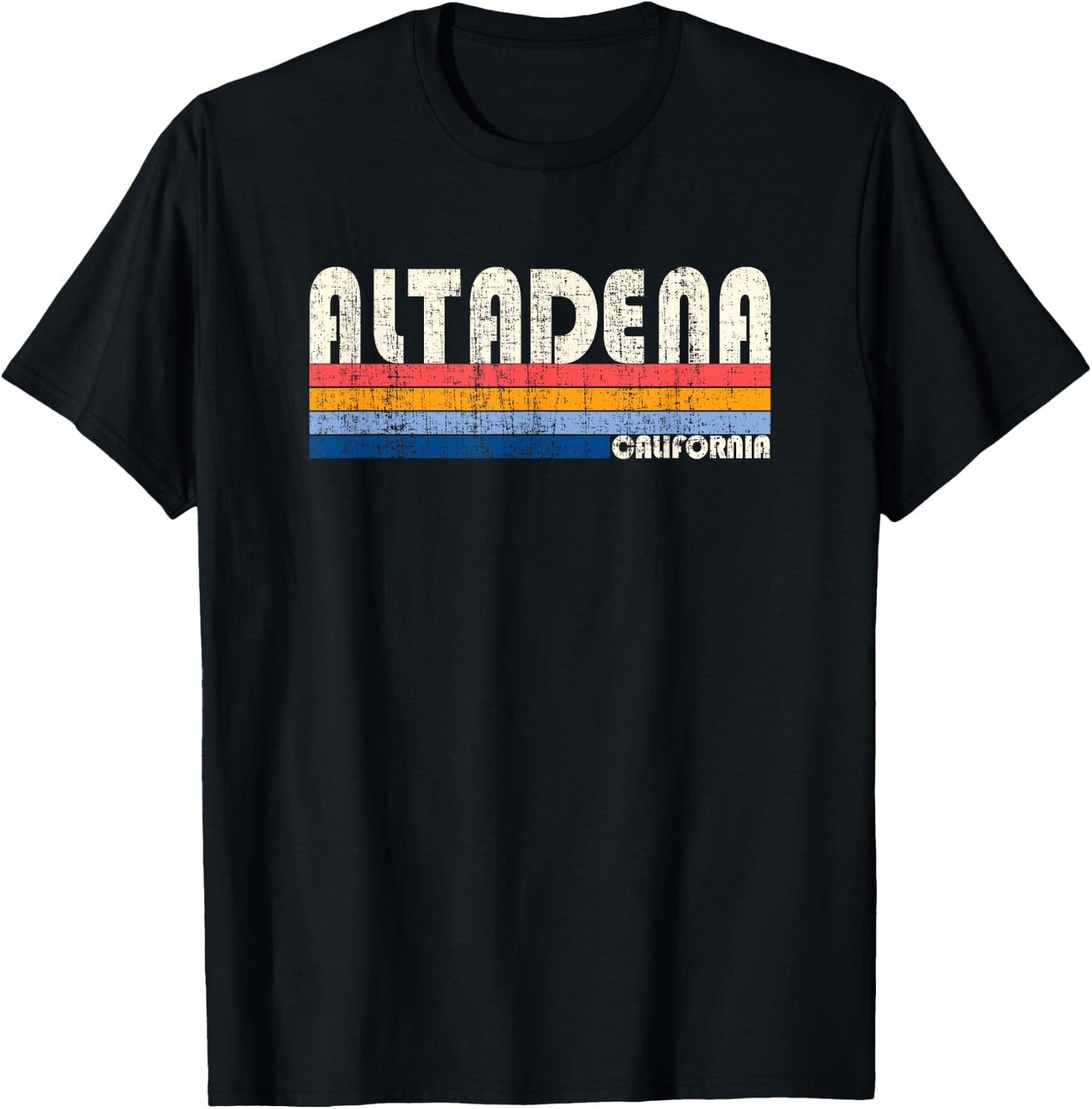 Vintage Retro 70s 80s Style Hometown of Altadena, CA T-Shirt - T-Shirt | Black