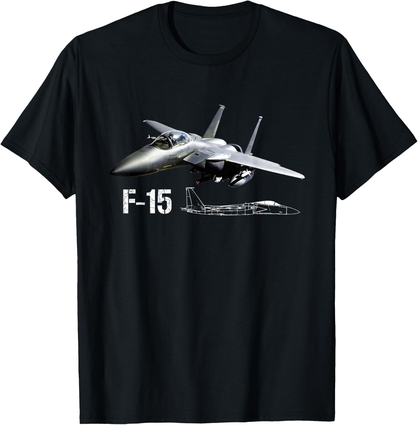 F-15 Eagle Jet Military Stealth Blueprint Fighter Jet T-Shirt - T-Shirt | Black