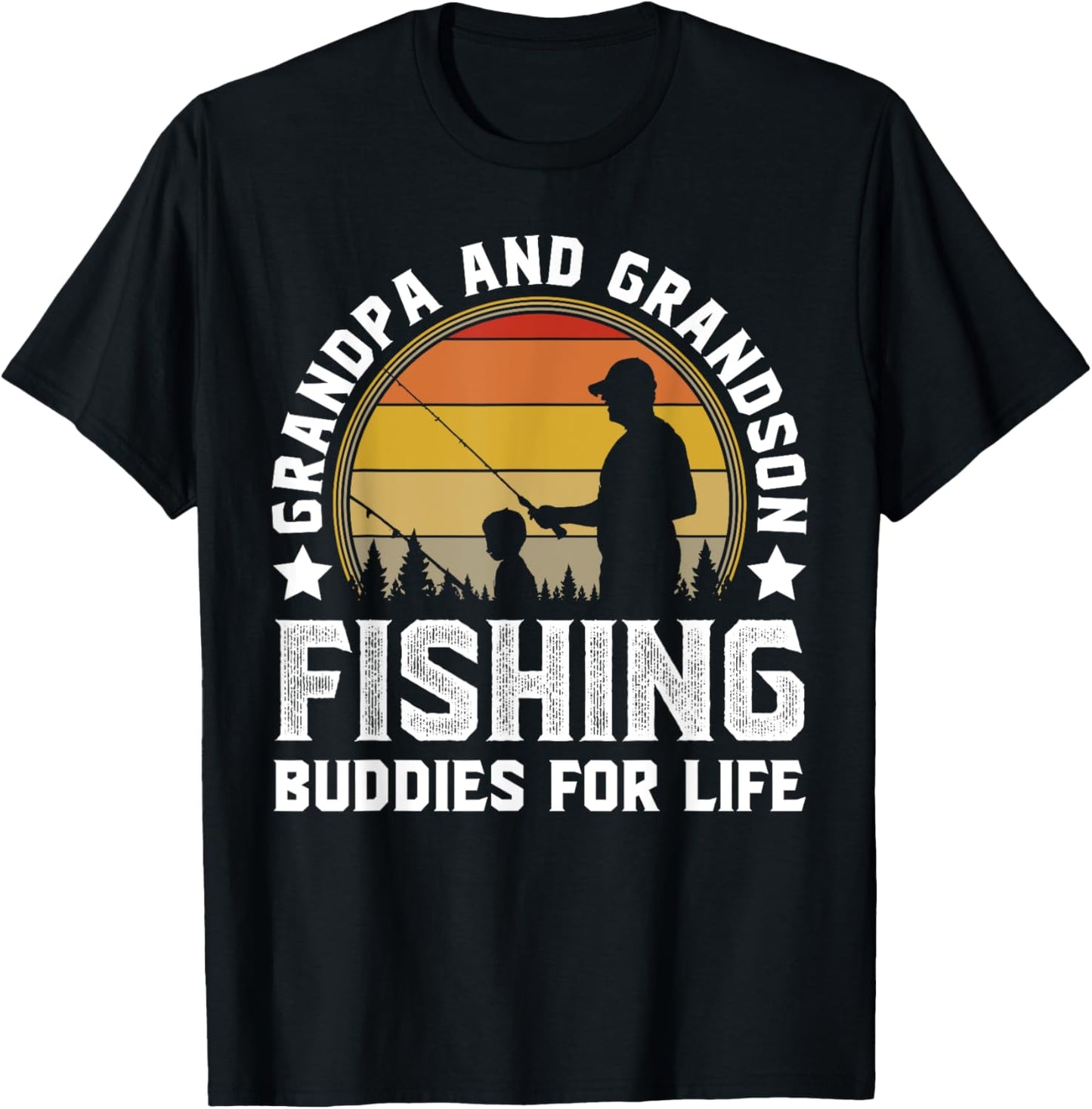 Grandpa and Grandson Fishing Buddies for Life - Matching T-Shirt - T-Shirt | Black