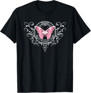 Fairycore Dark Grunge Tattoo Butterfly Y2K Aesthetic T-Shirt - T-Shirt | Black