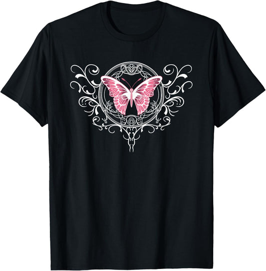 Fairycore Dark Grunge Tattoo Butterfly Y2K Aesthetic T-Shirt - T-Shirt | Black