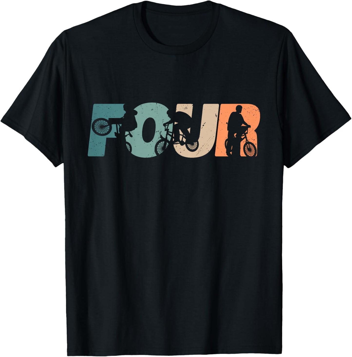 4 Year Old BMX Rider Birthday Party Boys Dirt Biking 4th T-Shirt - T-Shirt | Black