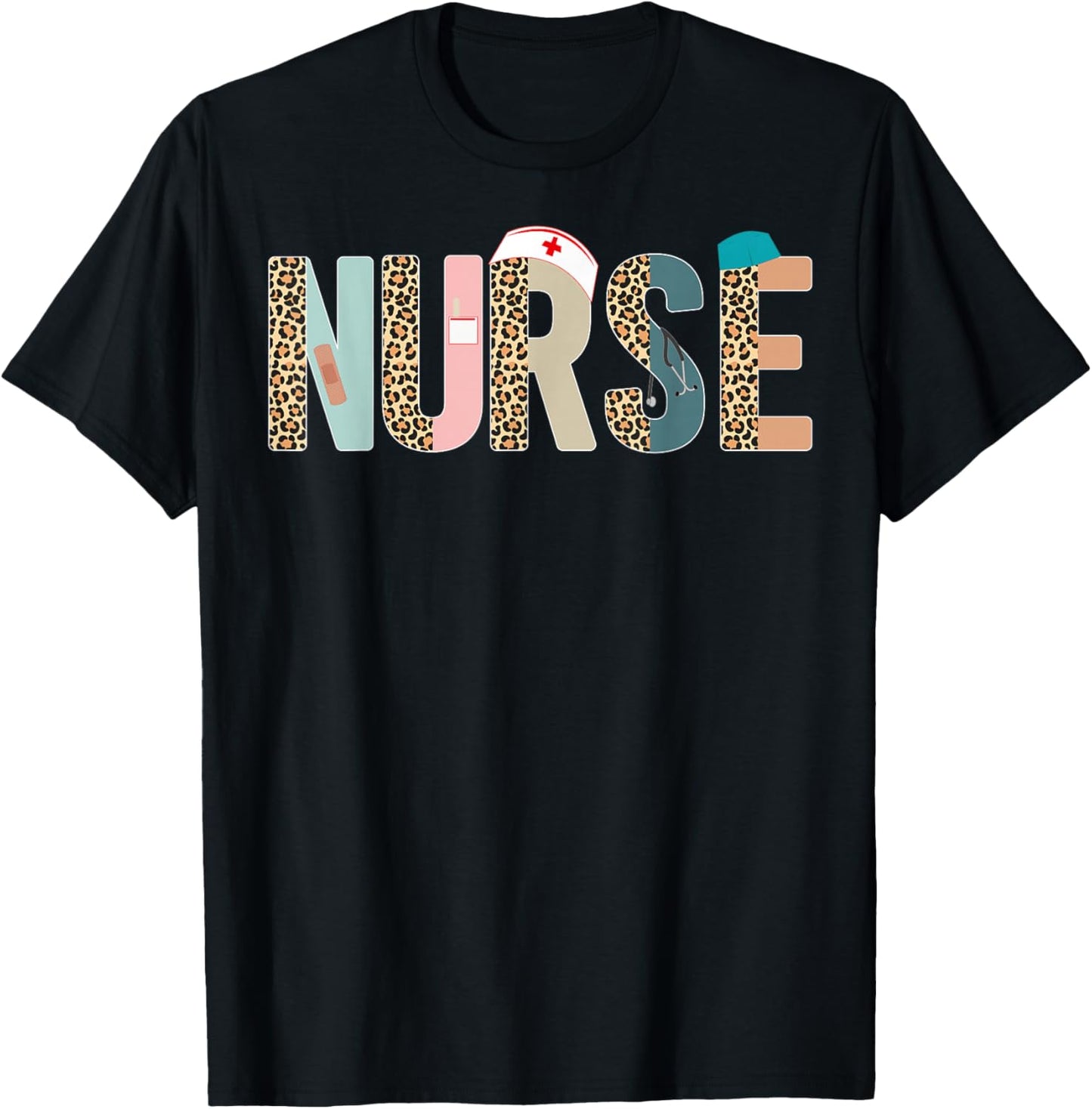 Nurse - Nurse Life, Nurse's Day, Week, Leopard Scrubs Print T-Shirt - T-Shirt | Black