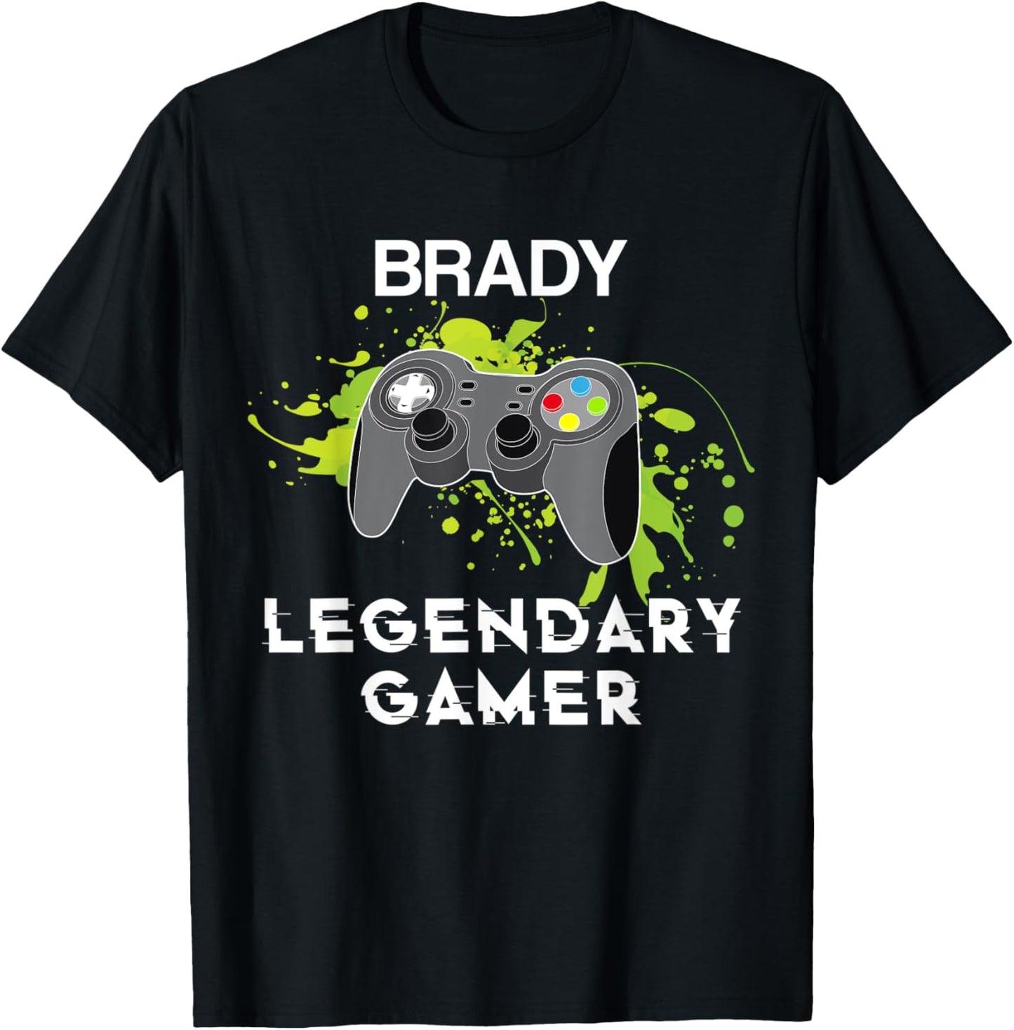 Brady Name Gift - Personalized Legendary Gamer T-Shirt - T-Shirt | Black