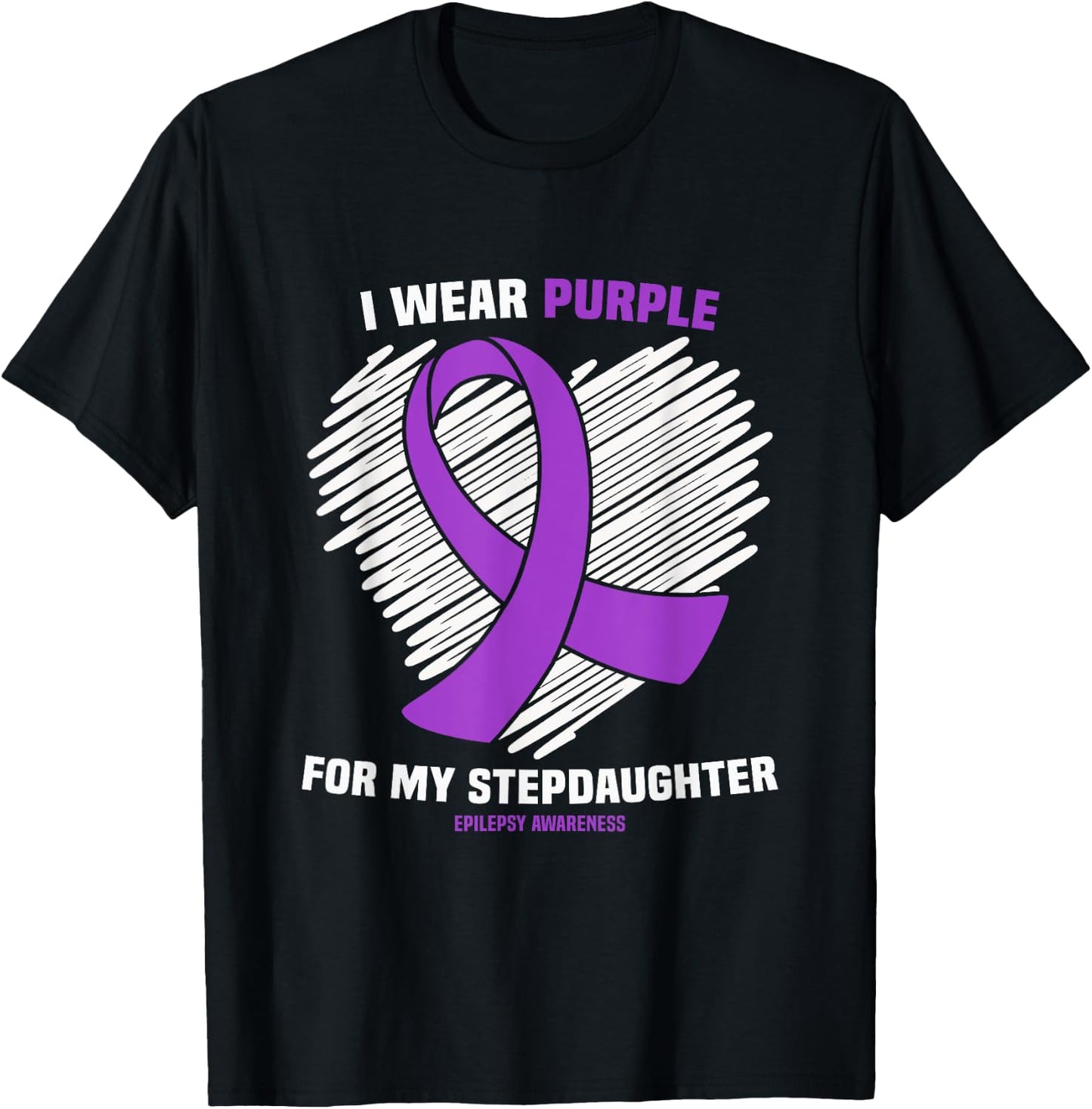 I Wear Purple For My Stepdaughter Epilepsy Awareness T-Shirt - T-Shirt | Black