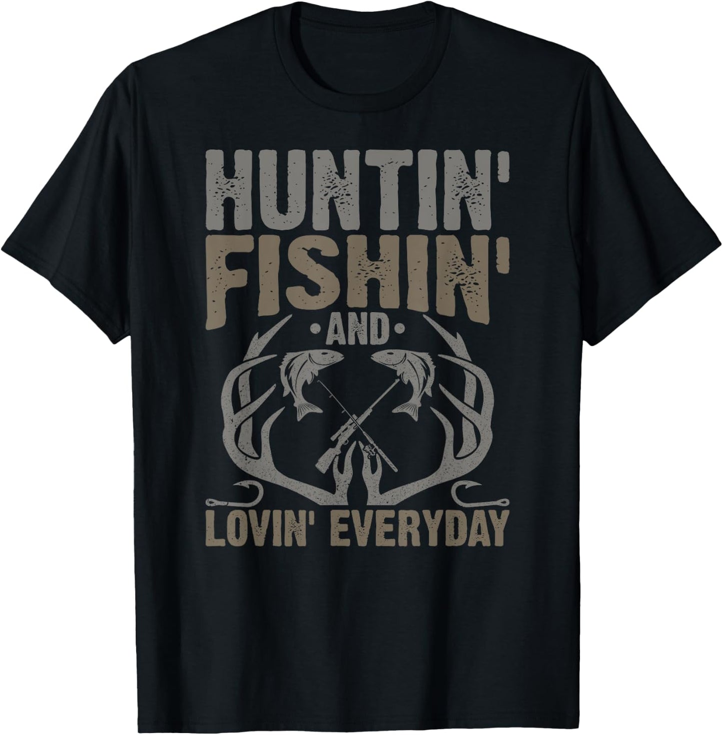 Hunting Fishing Loving Every Day Fathers Day Camo T-Shirt - T-Shirt | Black