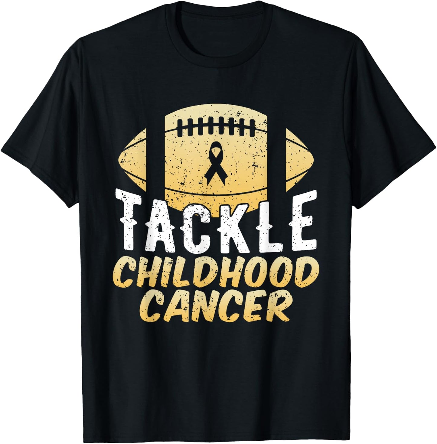 Childhood Cancer Awareness Tackle Childhood Cancer Football T-Shirt - T-Shirt | Black